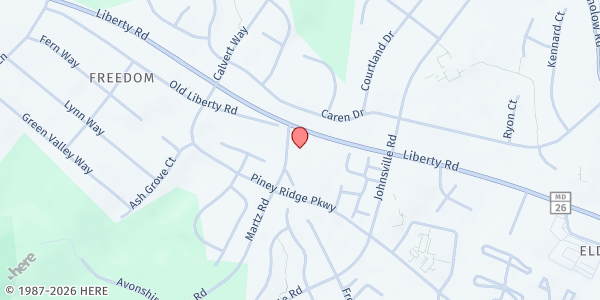 Map showing Sykesville Eldersburgh Food Bank at 915 Liberty Road, Eldersburg, MD