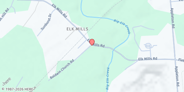 Map showing Baldwin UMC Pantry at 756 Elk Mills Rd, Elk Mills, MD