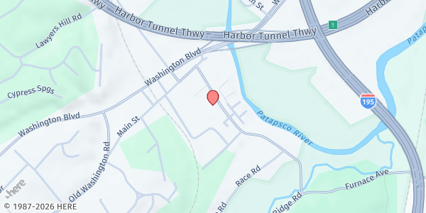 Map showing Elkridge Food Pantry at 5646 Furnace Avenue, Elkridge, MD