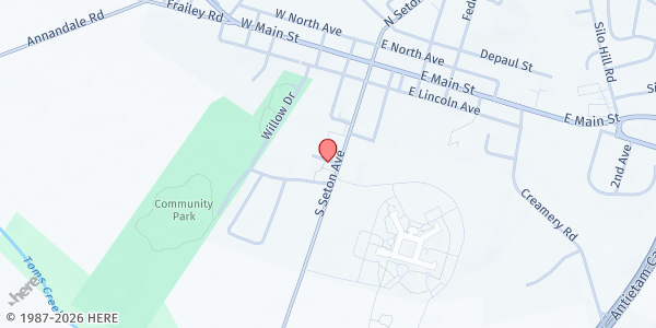 Map showing Emmitsburg Food Bank Elias Lutheran Church at 300 S. Seton Ave., Emmitsburg, MD