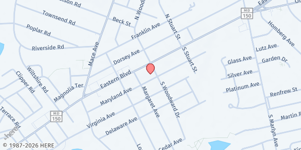 Map showing Essex UMC Food Program at 524 Maryland Avenue, Essex, MD