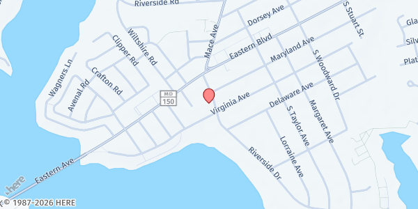 Map showing RCCG Holy Ground Parish at 106 Riverside Dr., Essex, MD