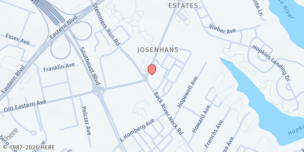 Map showing St. Stephen Living Faith at 1601 Old Eastern Avenue, Essex, MD