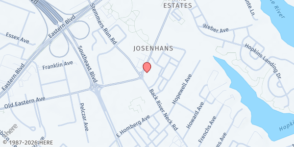 Map showing St. Stephen's AME Church at 1601 Old Eastern Avenue, Essex, MD