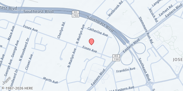 Map showing Trinity Church at 914 Essex Avenue, Essex, MD