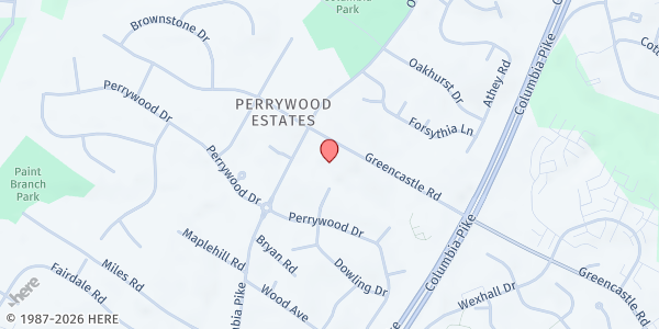 Map showing The Church of the Resurrection at 3315 Greencastle Road, Fairland, MD