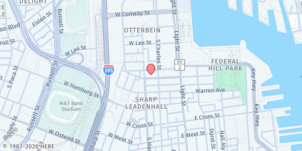 Map showing Ebenezer AME at 18 West Montgomery Street, Federal Hill-Montgomery, MD