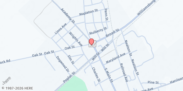 Map showing Unity Washington UMC at 112 North Main Street, Federalsburg, MD