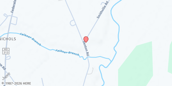 Map showing Word of Life at 3835 Old Denton Rd., Federalsburg, MD