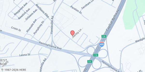 Map showing United Christian Mission at 7808 Marlboro Pike, Forestville, MD
