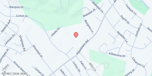 Map showing EBENEZER A.M.E. CHURCH at 7707 Allentown Road, Fort Washington, MD