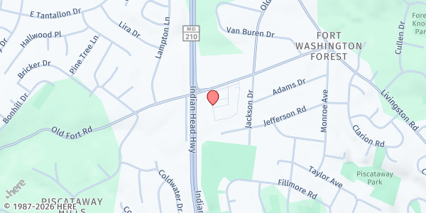 Map showing Greater Spiritual Fellowship Church at 12788 Old Fort Road, Fort Washington, MD