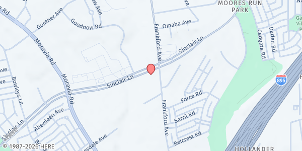 Map showing Macedonia Project Food Pantry @ New Creation Christian Church at 5401 Frankford Avenue, Frankford, MD