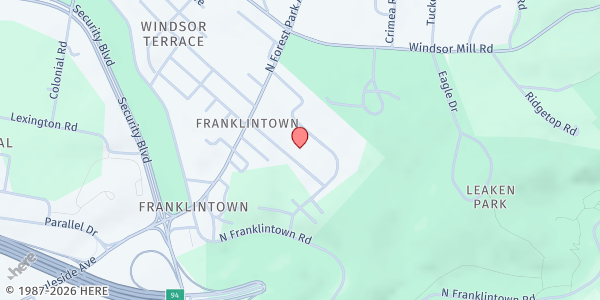 Map showing Gentle Care at 4924 Carmine Avenue, Franklintown, MD