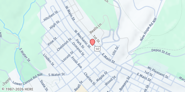 Map showing Food Pantry Interfaith at 44 West Main Street, Frostburg, MD