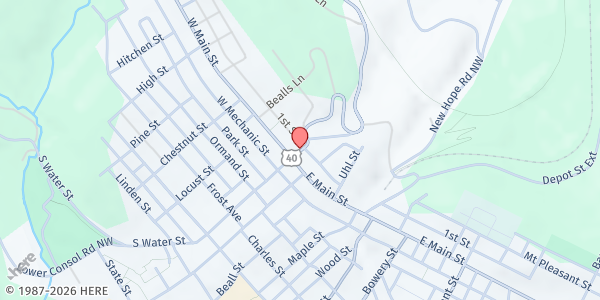 Map showing Frostburgh Pantry at P.O. Box 301, Frostburgh, MD