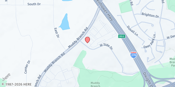 Map showing Gaithersburg HELP at 301 Muddy Branch Road, Gaithersburg, MD