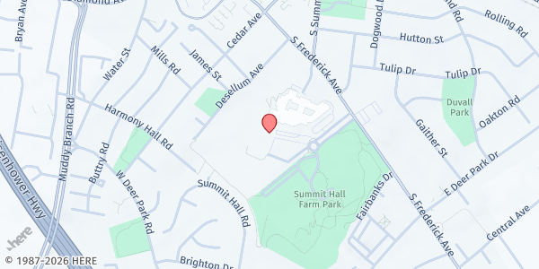 Map showing Gaithersburg High School at 101 Education Boulevard, Gaithersburg, MD