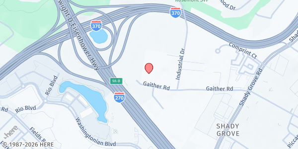 Map showing Manna Food Center at 9311 Gaither Rd, Gaithersburg, MD