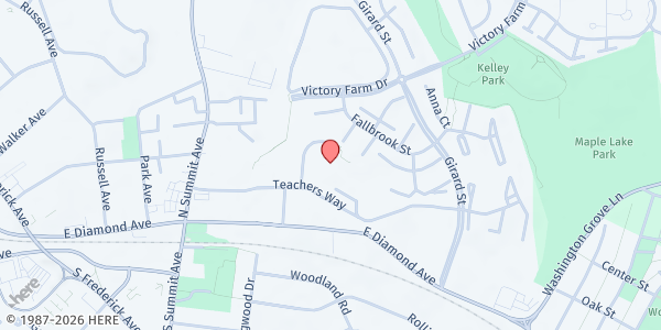 Map showing Manna Food @ Gaithersburg Middle School at 2 Teachers Way, Gaithersburg, MD