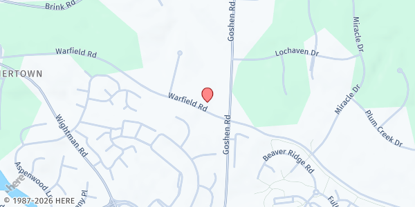 Map showing Neman House Garage at 9001 Warfield Road, Gaithersburg, MD