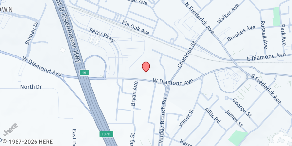 Map showing Pathways Church at 200 West Diamond Avenue, Gaithersburg, MD