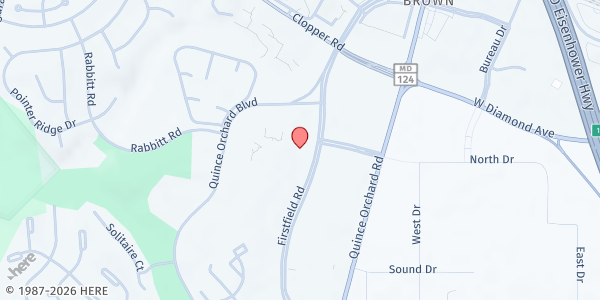 Map showing Seneca Creek Community Church (Gaithersburg CARES) at 13 Firstfield Rd, Gaithersburg, MD