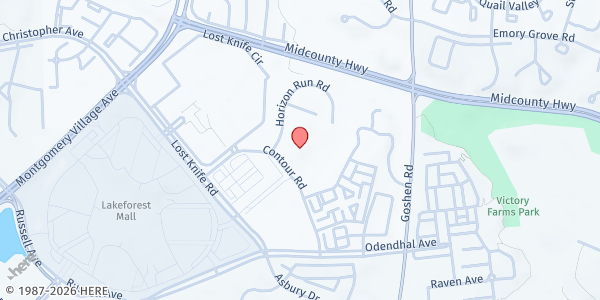 Map showing The Upcounty Hub @ South Lake Elementary School at 18201 Contour Road, Gaithersburg, MD