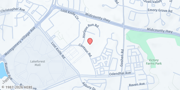 Map showing Upcounty Hub Drive Thru at South Lake Elementary at 18201 Contour Road, Gaithersburg, MD