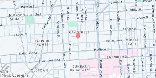 Map showing So What Else @ East View Communities at 906 North Caroline Street, Gay Street, MD