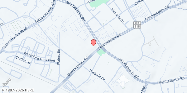 Map showing Upcounty Hub at 12900 Middlebrook Road Suite 1100, Germantown, MD