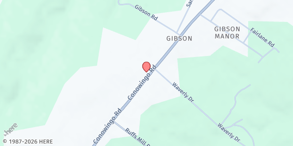 Map showing New Covenant Church at 2530 Conowingo Rd., Gibson, MD