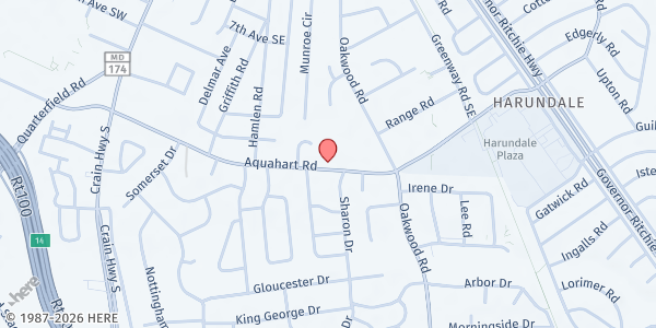 Map showing Adventist Community Services - Glen Burnie at 508 Aquahart Road, Glen Burnie, MD