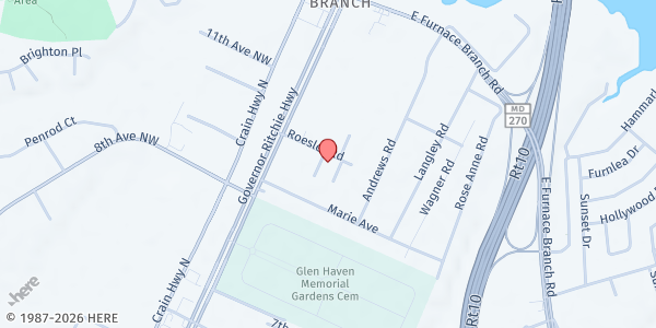 Map showing Arundel Christian Church Curbside at 117 Roesler Road, Glen Burnie, MD