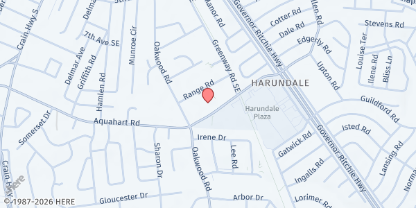 Map showing Arundel Christian Church at 710 Aquahart Rd., Glen Burnie, MD