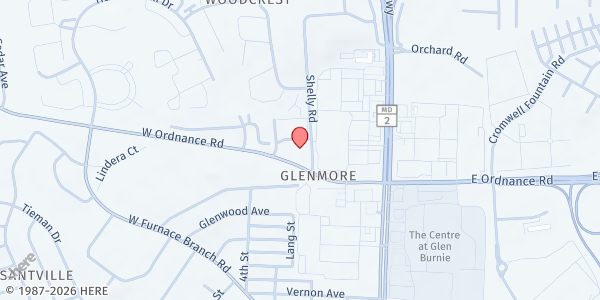 Map showing Burwood Gardens at 6652 Shelly Road, Glen Burnie, MD