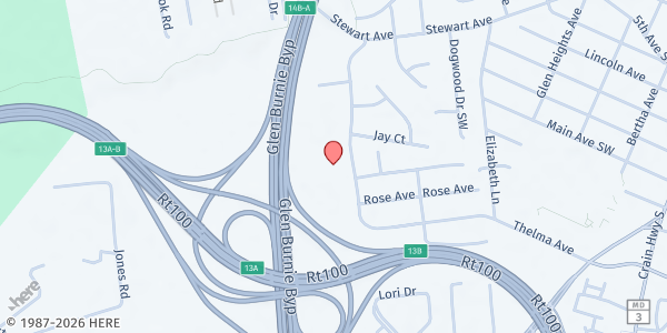 Map showing Glen Burnie Baptist Church Food Pantry at 7524 Old Stage Road, Glen Burnie, MD