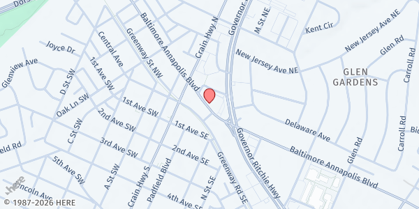 Map showing Harvest Crusade Ministries - Glen Burnie at 7491 Baltimore Annapolis Blvd, Glen Burnie, MD