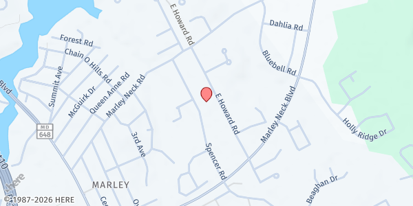 Map showing Hurting Helping People at 7629B Spencer Road, Glen Burnie, MD