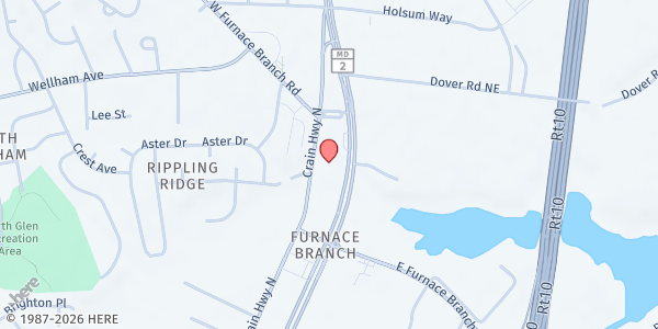 Map showing John Wesley United Methodist Church at 6922 Ritchie Highway, Glen Burnie, MD