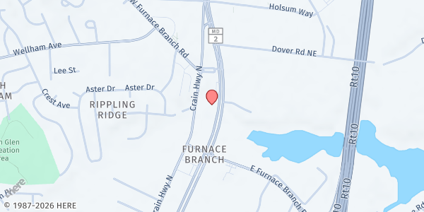 Map showing John Wesley United Methodist Church at 6922 Ritchie Highway, Glen Burnie, MD