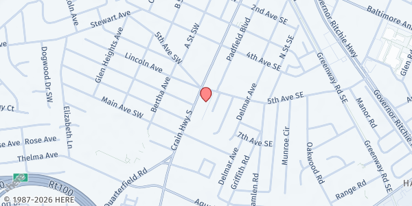 Map showing The Salvation Army - Glen Burnie at 511 Crain Hwy S, Glen Burnie, MD