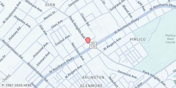 Map showing Stepping Stones to a Successful Life Foundation at 5616 Park Heights Avenue, Glen, MD