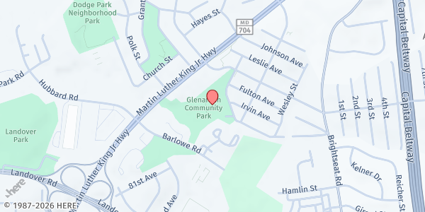 Map showing Glenarden Community Center at 8615 McLain Ave, Glenarden, MD
