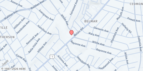 Map showing Koinonia Baptist Church at 5738 Belair Road, Glenham-Belford, MD