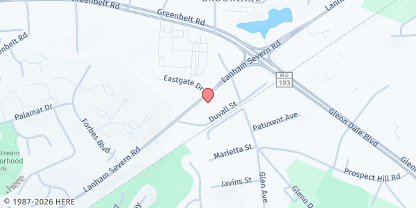 Map showing Jamil-UL Jalil Distribution Center at 10845 Lanham Severn Road, Glenn Dale, MD