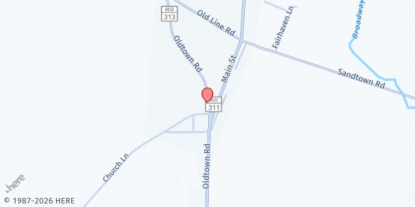 Map showing Giving Grace Food Pantry at 302 Church Ln, Goldsboro, MD