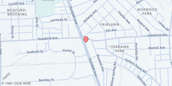 Map showing St. Luke's Lutheran Church at 1803 Dundalk Avenue, Graceland Park, MD