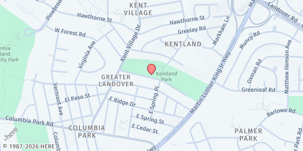 Map showing Heaven's Helpers Ministry at 7108 E. Forest Rd., Greater Landover, MD