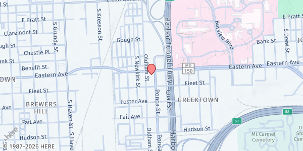 Map showing Metropolitan Church Pantry at 4815 Eastern Avenue, Greektown, MD